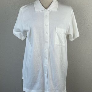Pre-Owed Laura Leigh Ltd Intimates Womens White Button Down Pajama Top Size S